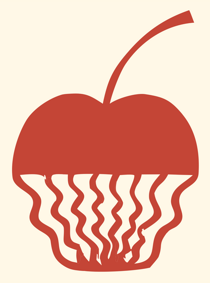 Hand-Drawn Jellyfish Tentacle Cherry Icon #fff8e7/#c44536