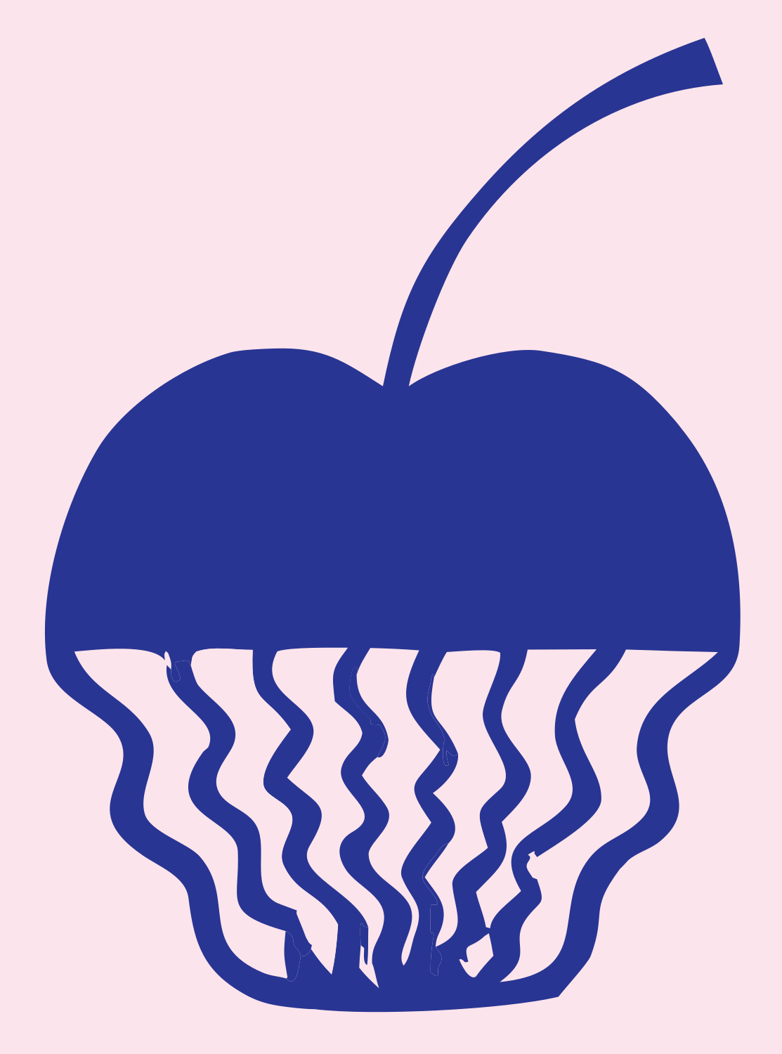 Hand-Drawn Jellyfish Tentacle Cherry Icon #fce4ec/#283593