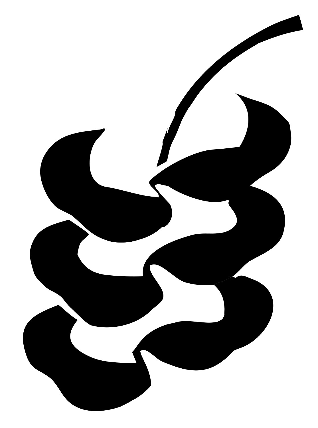 Hand-Drawn Oak Leaf Stem Silhouette Mark #ffffff/#000000