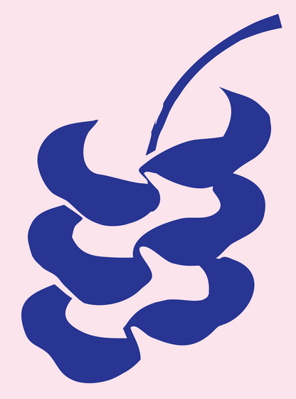 Hand-Drawn Oak Leaf Stem Silhouette Mark #fce4ec/#283593
