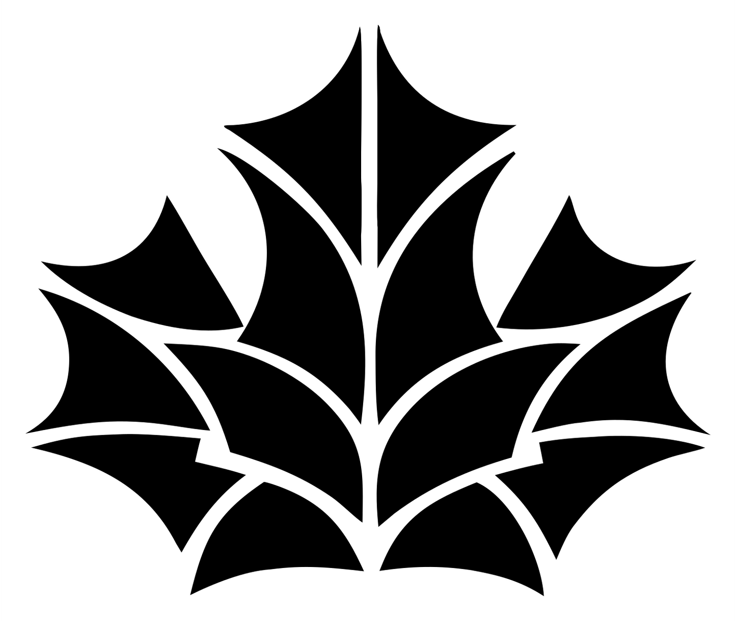 Layered Overlap Maple Leaf Segmented Mark #ffffff/#000000