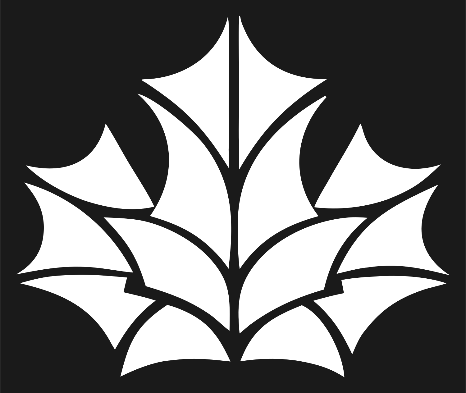 Layered Overlap Maple Leaf Segmented Mark #1a1a1a/#ffffff