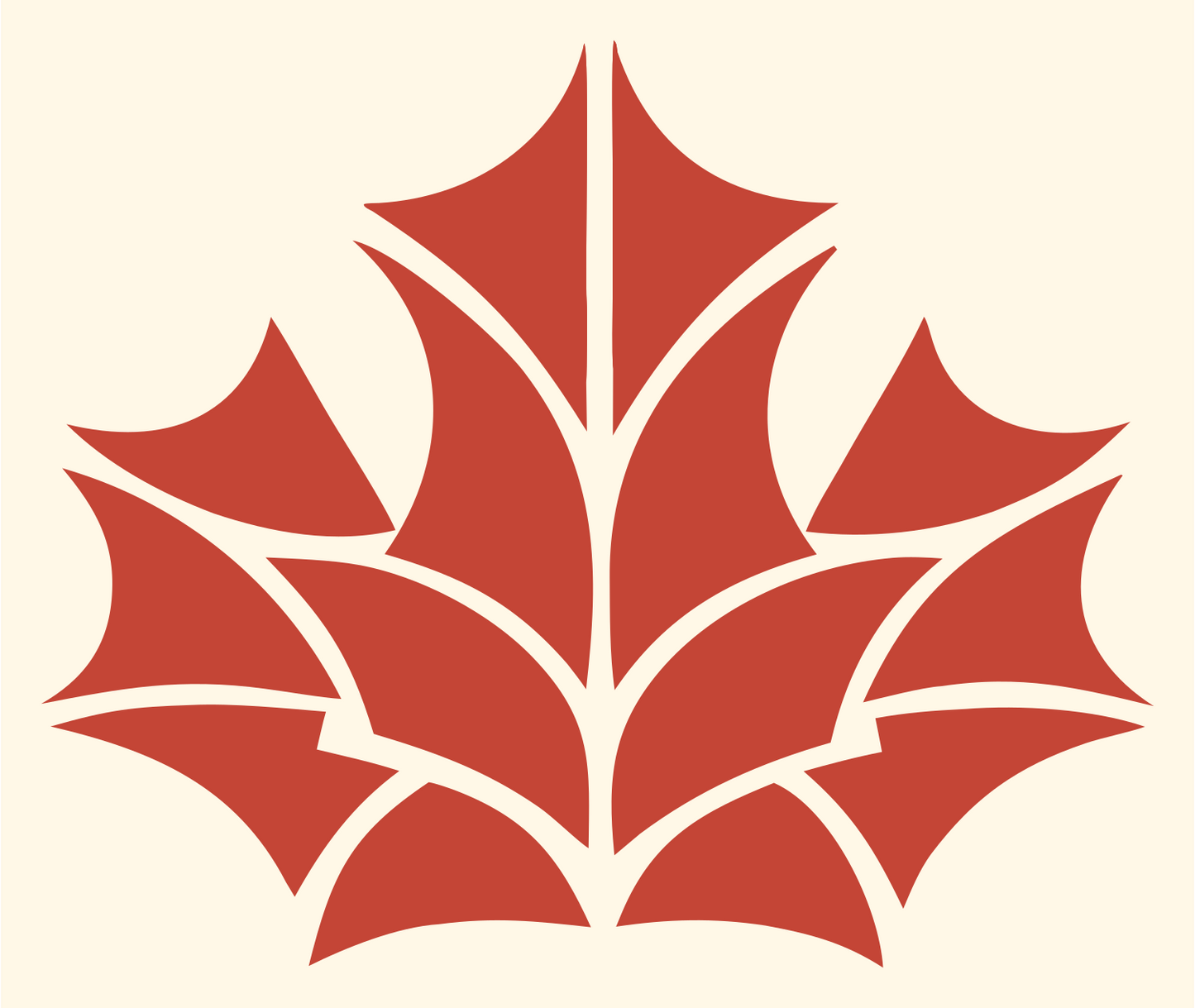 Layered Overlap Maple Leaf Segmented Mark #fff8e7/#c44536