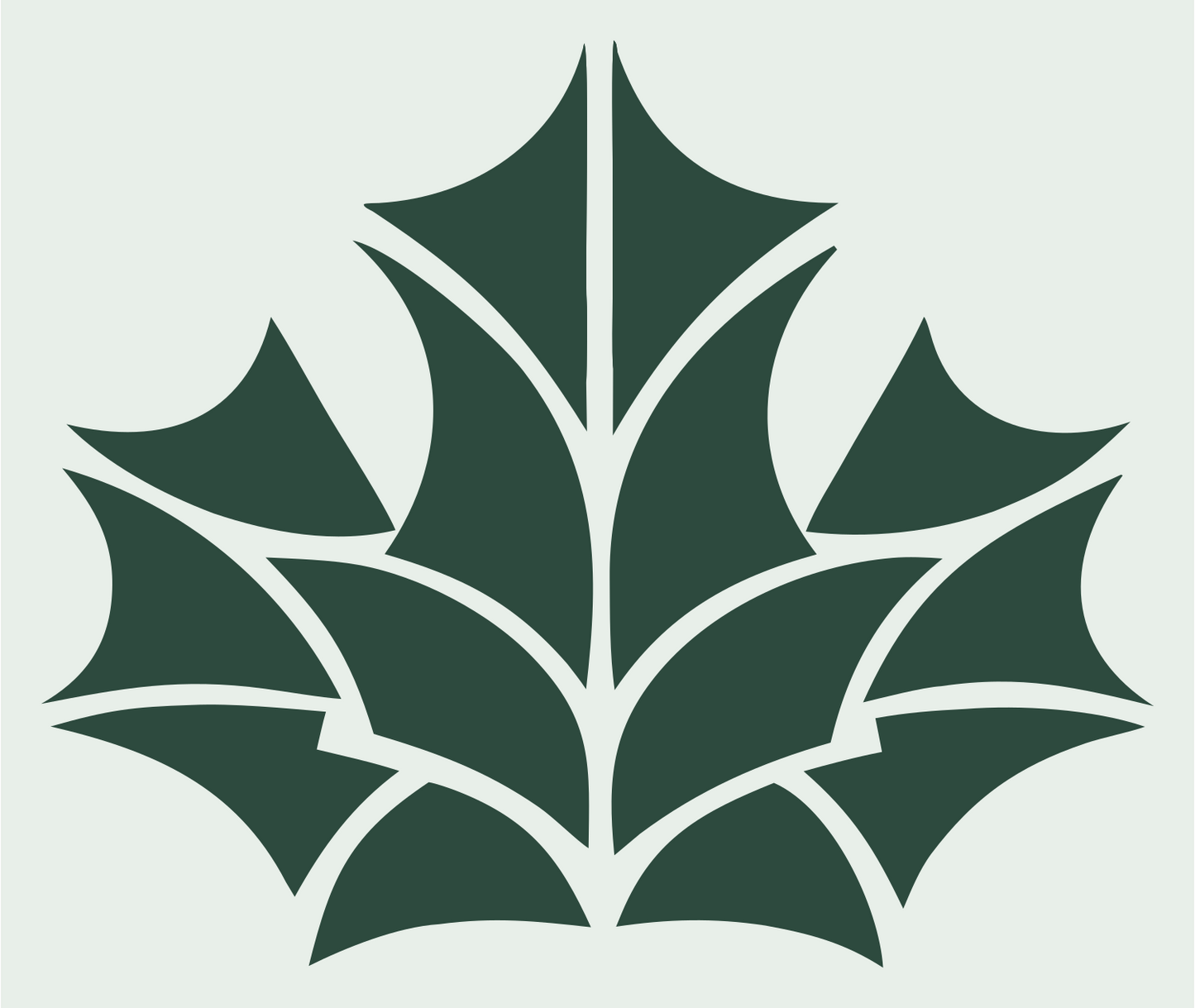 Layered Overlap Maple Leaf Segmented Mark #e8efe9/#2d4a3e