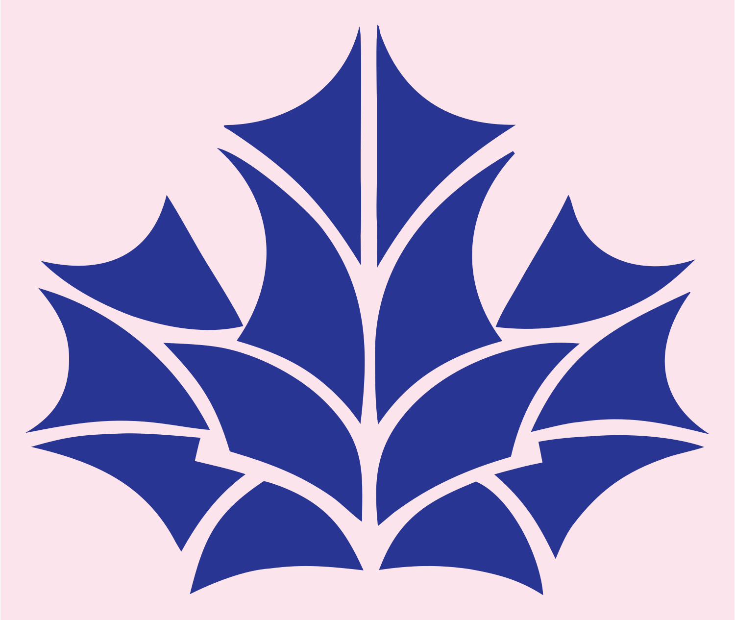 Layered Overlap Maple Leaf Segmented Mark #fce4ec/#283593