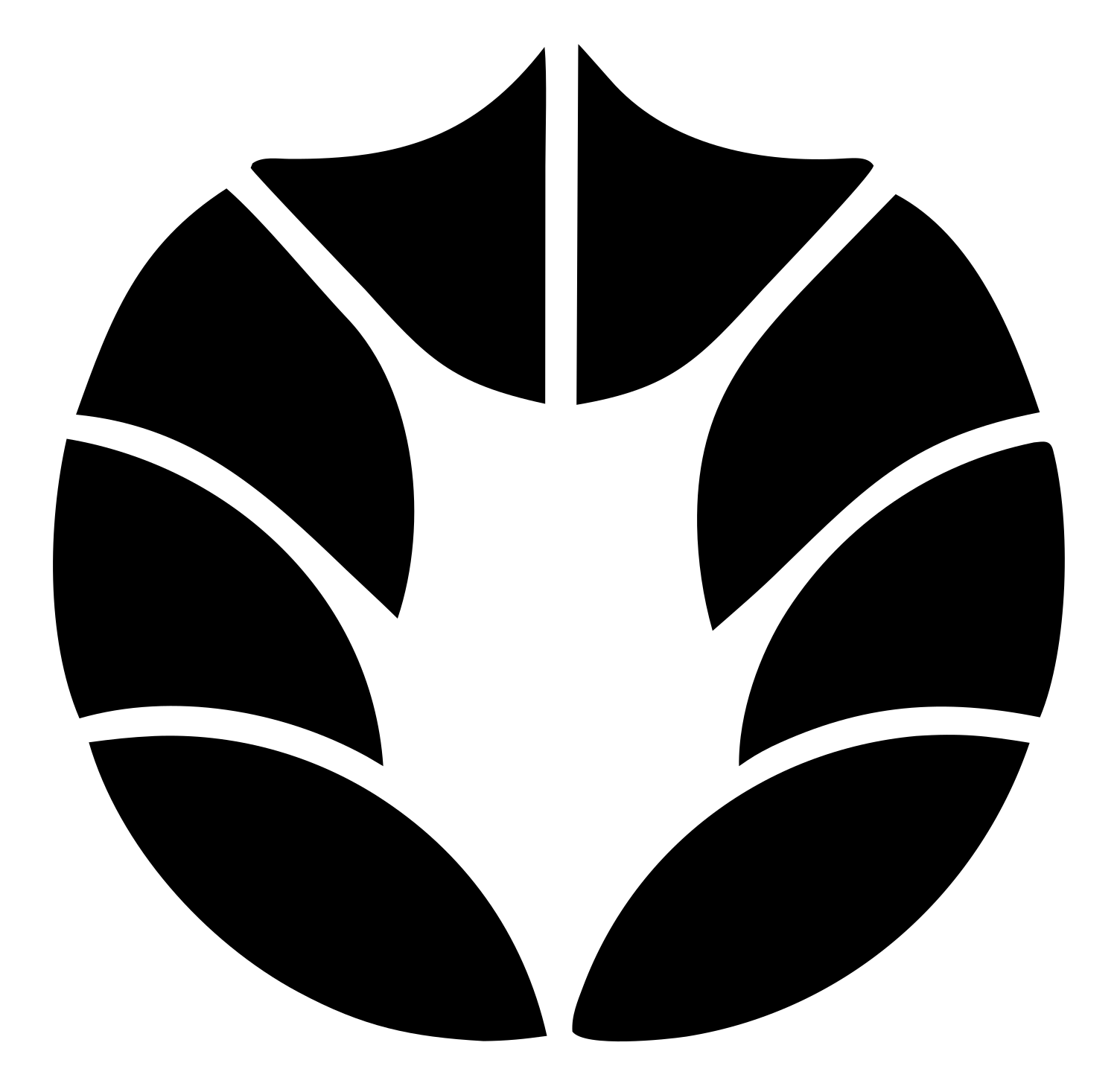 Segmented Circle Maple Leaf Botanical Emblem #ffffff/#000000