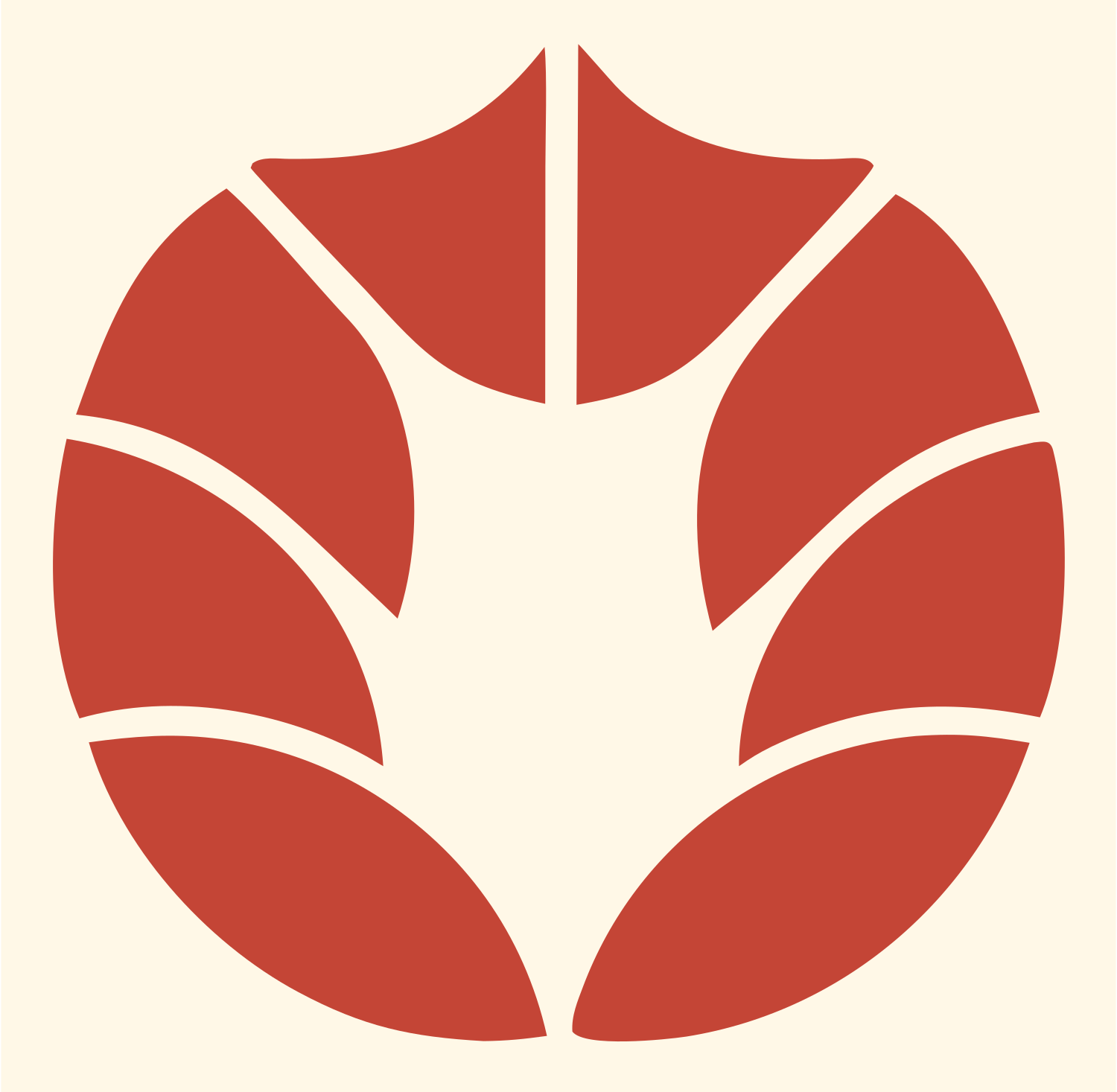 Segmented Circle Maple Leaf Botanical Emblem #fff8e7/#c44536
