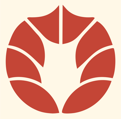 Segmented Circle Maple Leaf Botanical Emblem #fff8e7/#c44536
