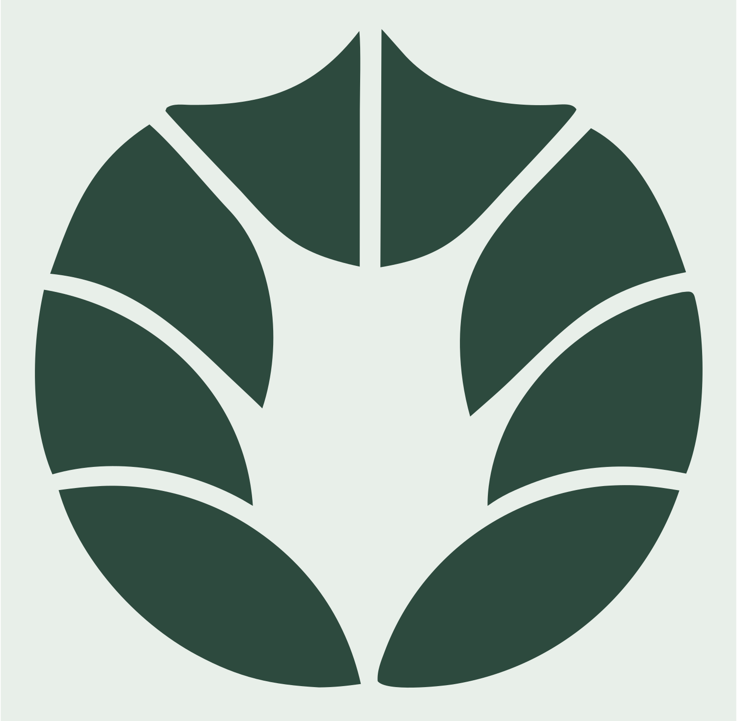 Segmented Circle Maple Leaf Botanical Emblem #e8efe9/#2d4a3e