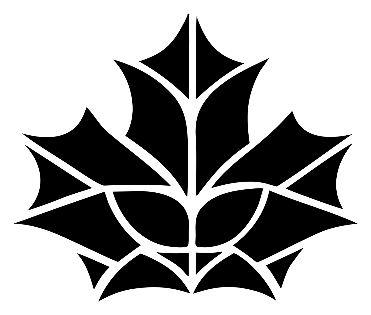 Stained Glass Maple Leaf Split Crest #ffffff/#000000