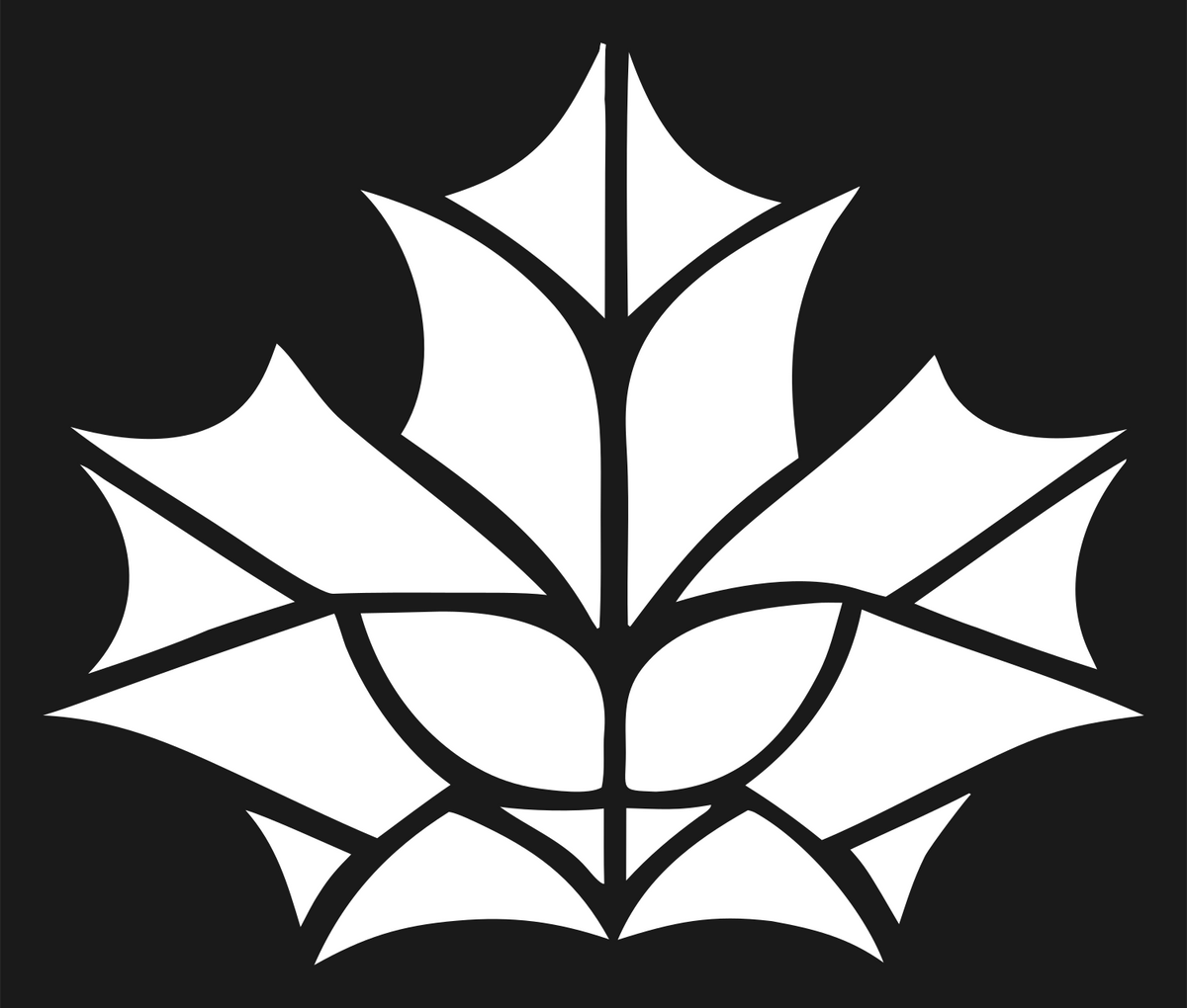 Stained Glass Maple Leaf Split Crest #1a1a1a/#ffffff