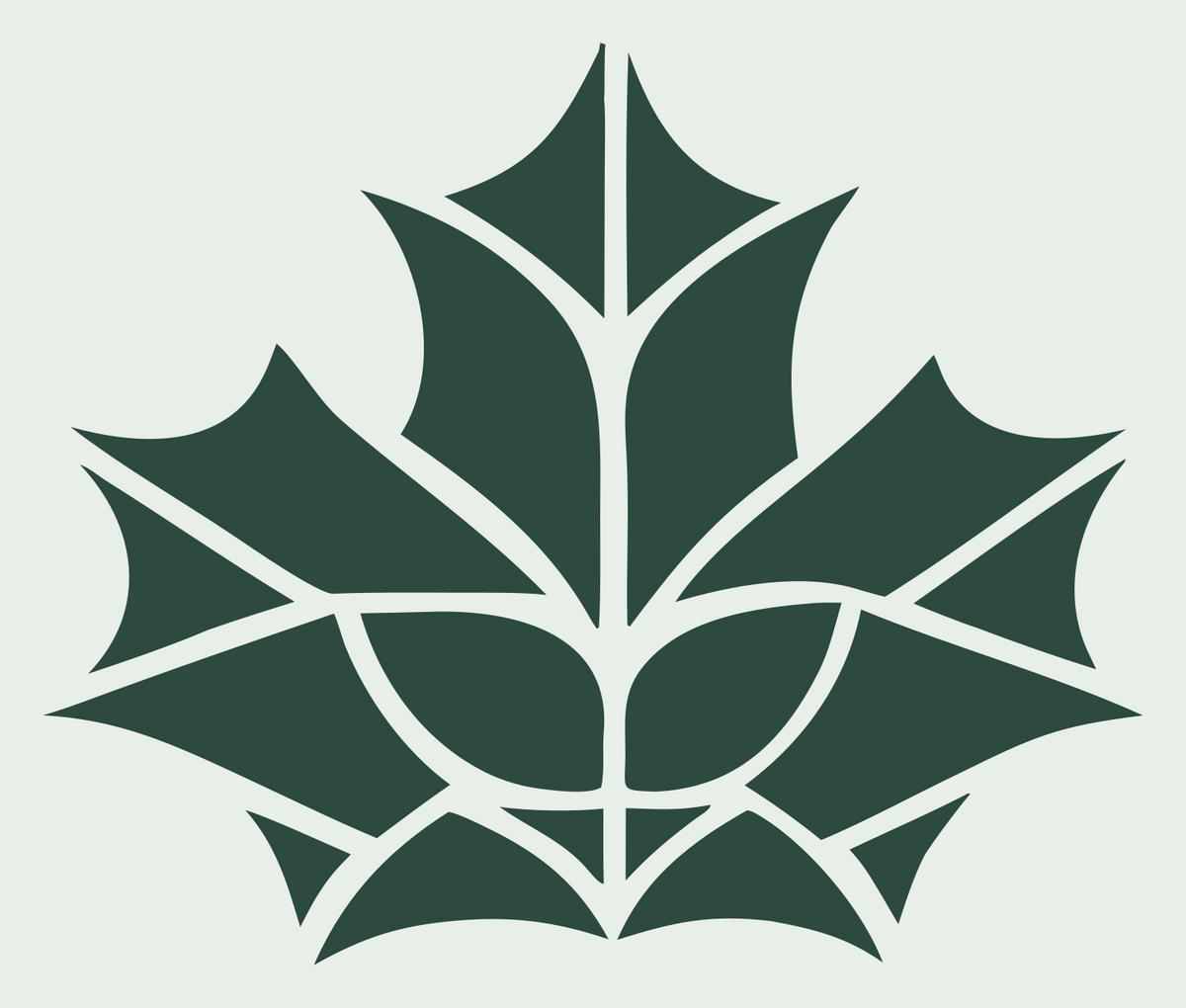 Stained Glass Maple Leaf Split Crest #e8efe9/#2d4a3e