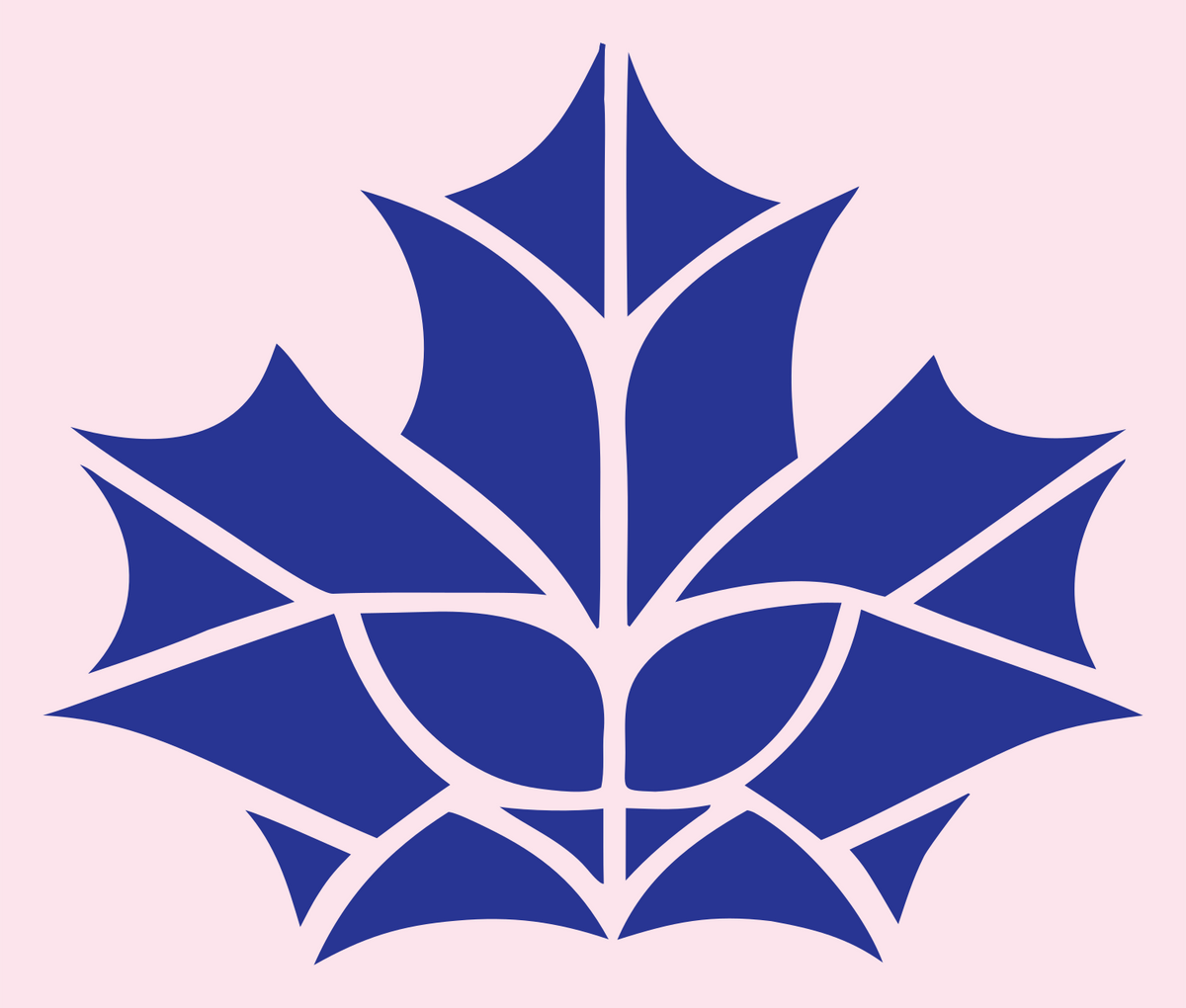 Stained Glass Maple Leaf Split Crest #fce4ec/#283593
