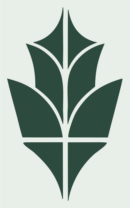 Bold Maple Leaf Botanical Crest #e8efe9/#2d4a3e