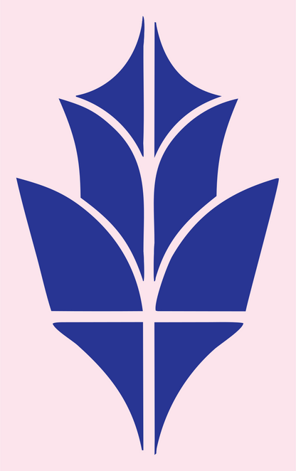 Bold Maple Leaf Botanical Crest #fce4ec/#283593