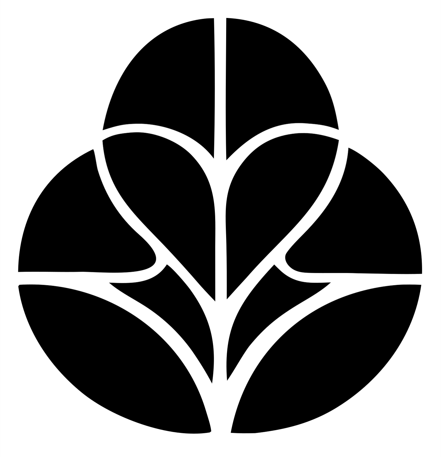 Circular Paneled Botanical Leaf Negative-Space Mark #ffffff/#000000