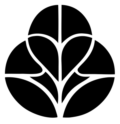 Circular Paneled Botanical Leaf Negative-Space Mark #ffffff/#000000