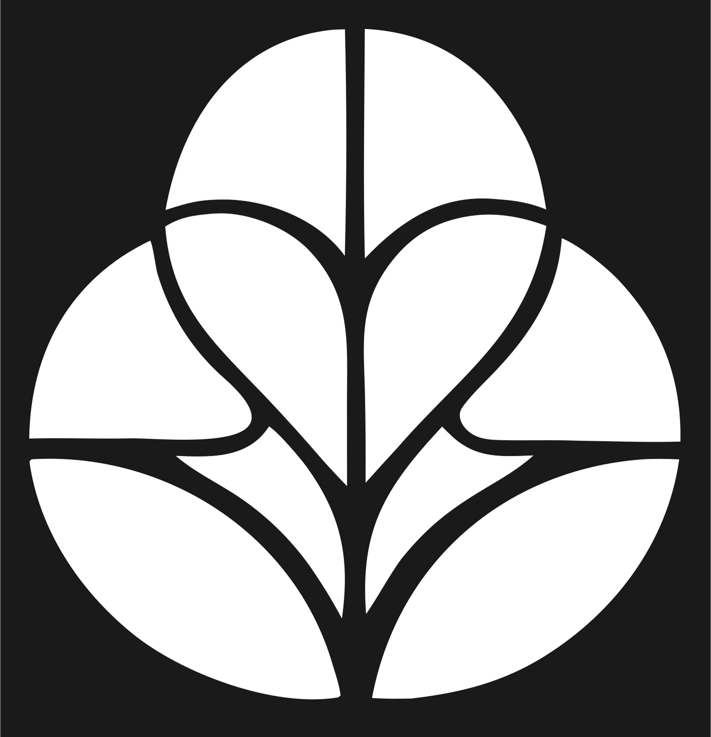 Circular Paneled Botanical Leaf Negative-Space Mark #1a1a1a/#ffffff