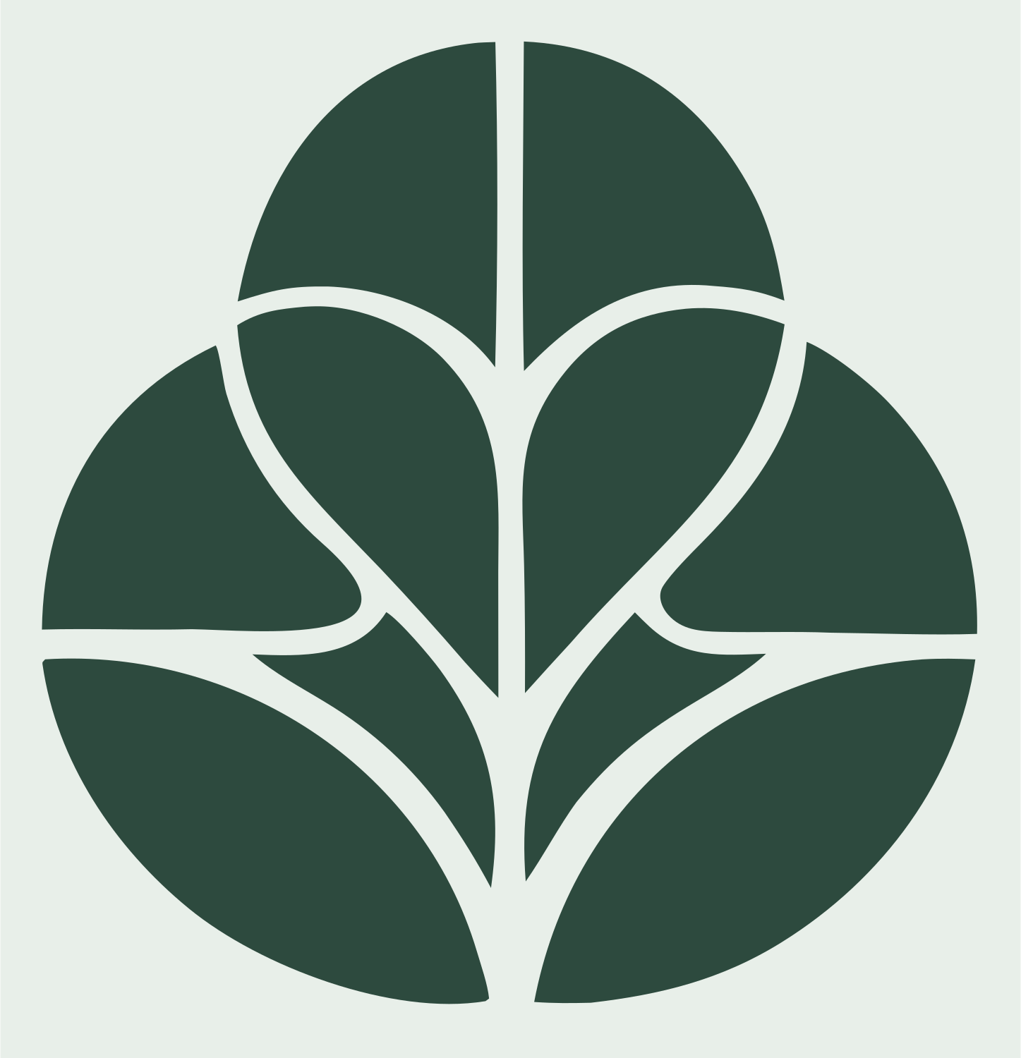 Circular Paneled Botanical Leaf Negative-Space Mark #e8efe9/#2d4a3e