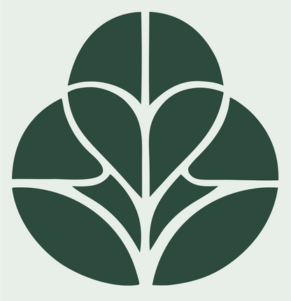 Circular Paneled Botanical Leaf Negative-Space Mark #e8efe9/#2d4a3e