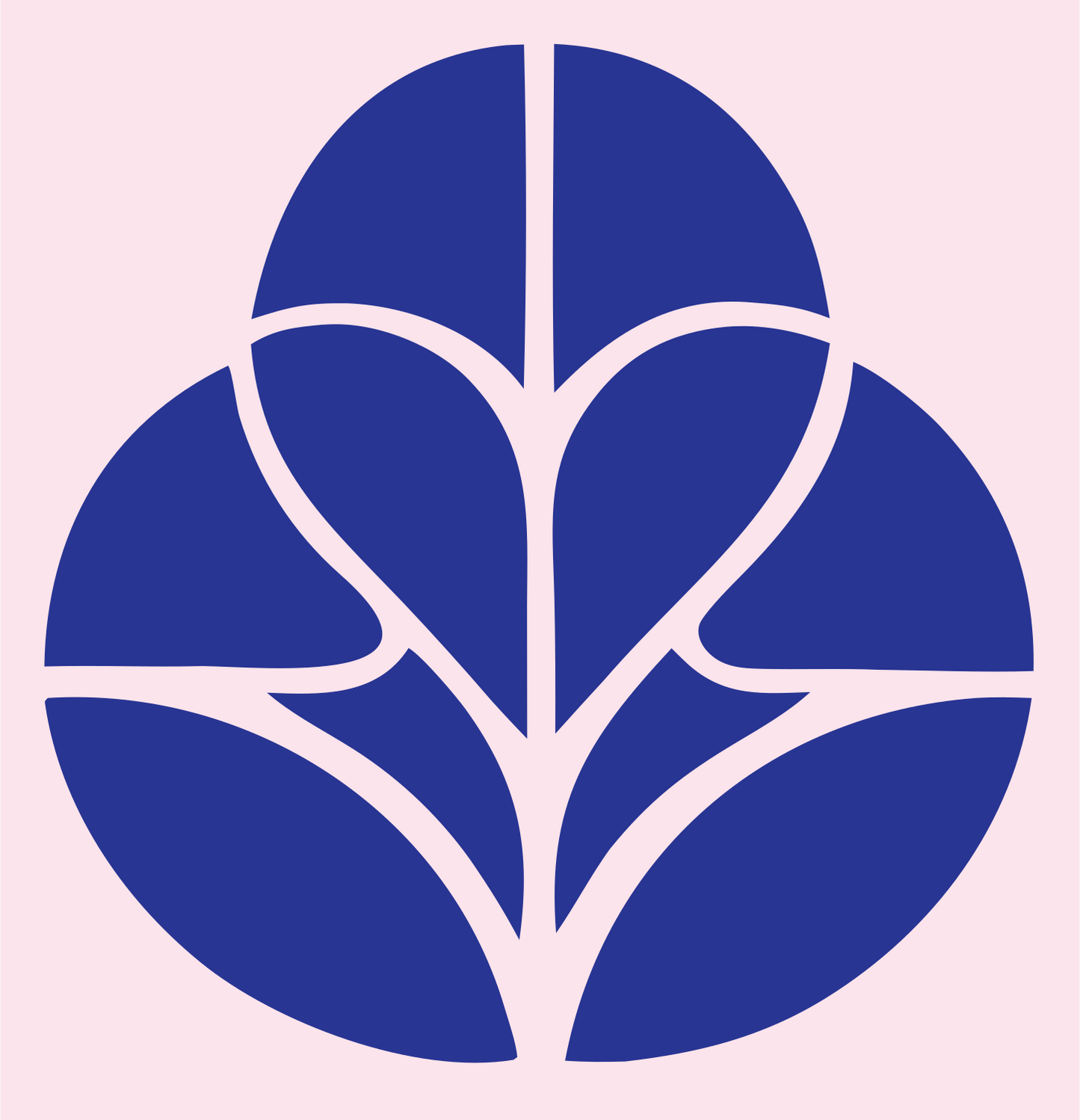 Circular Paneled Botanical Leaf Negative-Space Mark #fce4ec/#283593