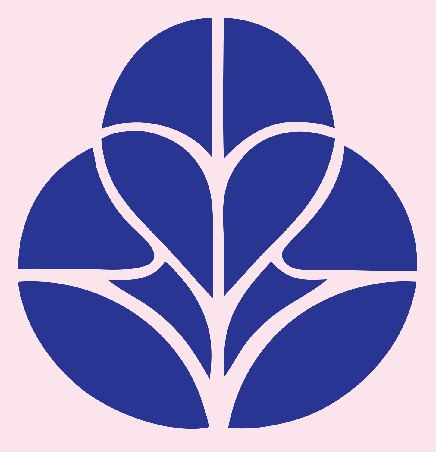 Circular Paneled Botanical Leaf Negative-Space Mark #fce4ec/#283593