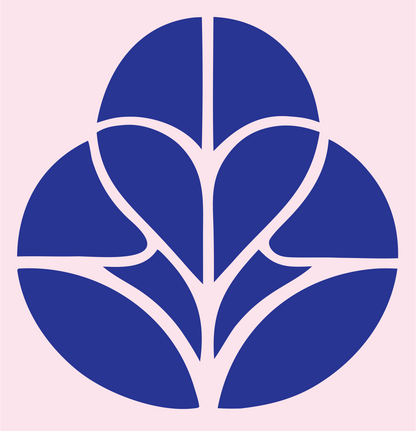 Circular Paneled Botanical Leaf Negative-Space Mark #fce4ec/#283593