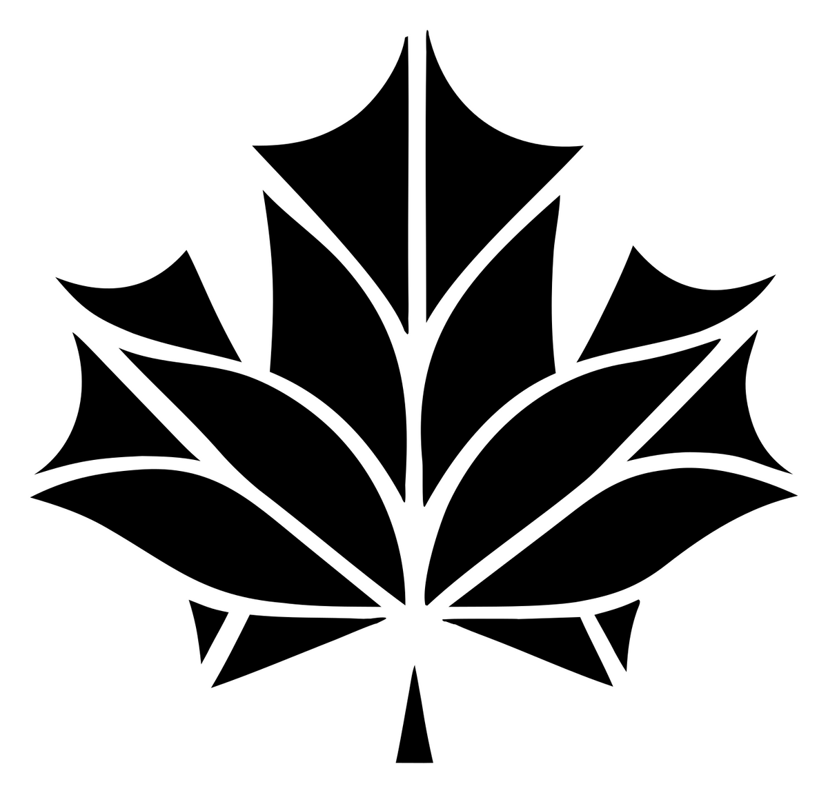 Faceted Vein-Panel Maple Leaf Icon #ffffff/#000000