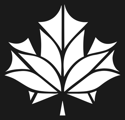 Faceted Vein-Panel Maple Leaf Icon #1a1a1a/#ffffff