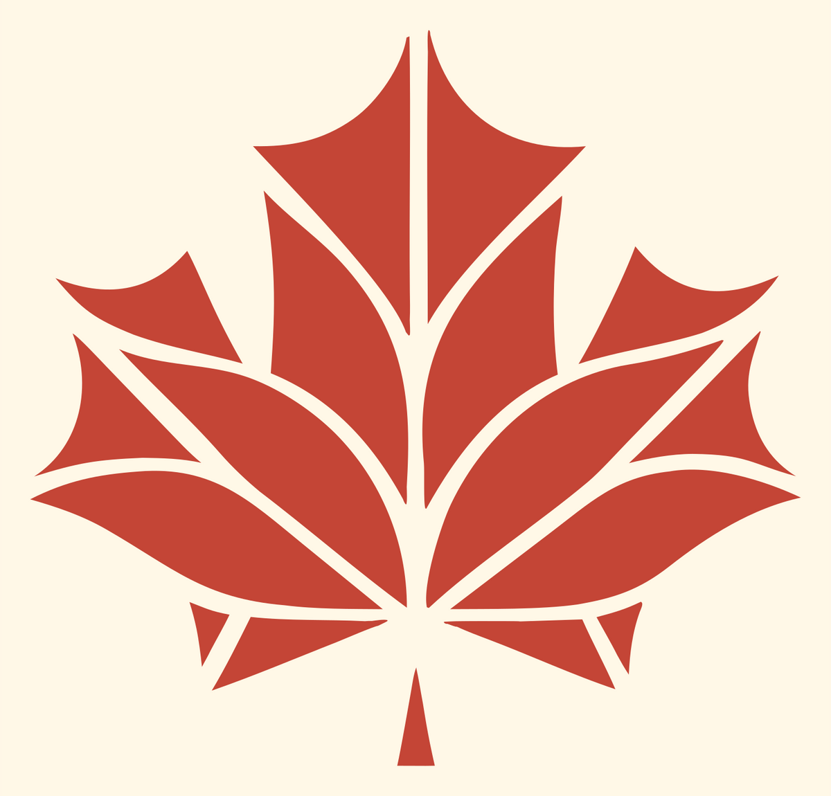 Faceted Vein-Panel Maple Leaf Icon #fff8e7/#c44536