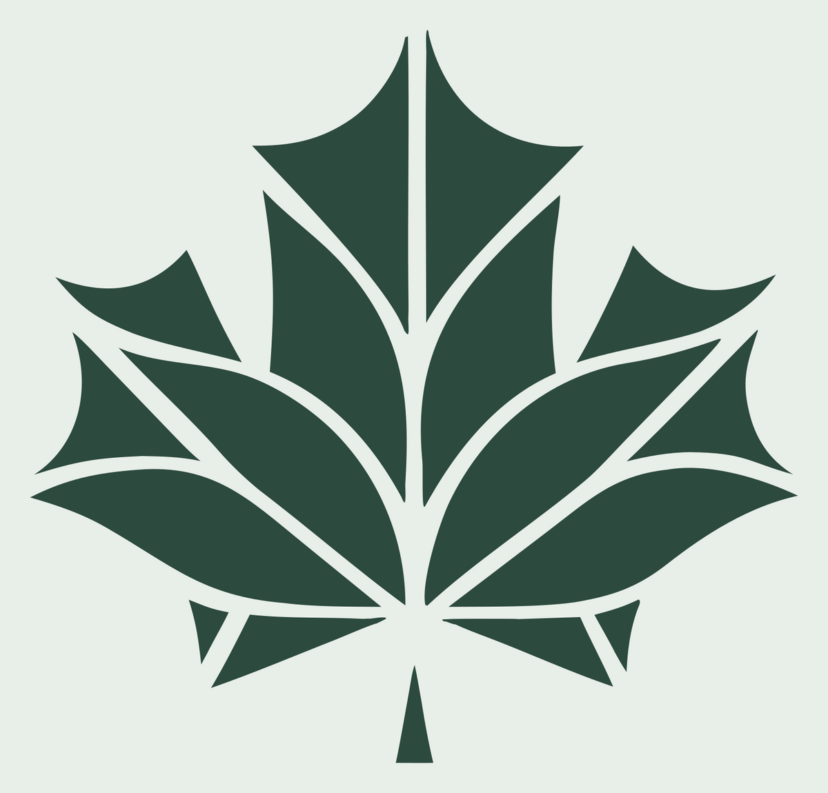 Faceted Vein-Panel Maple Leaf Icon #e8efe9/#2d4a3e