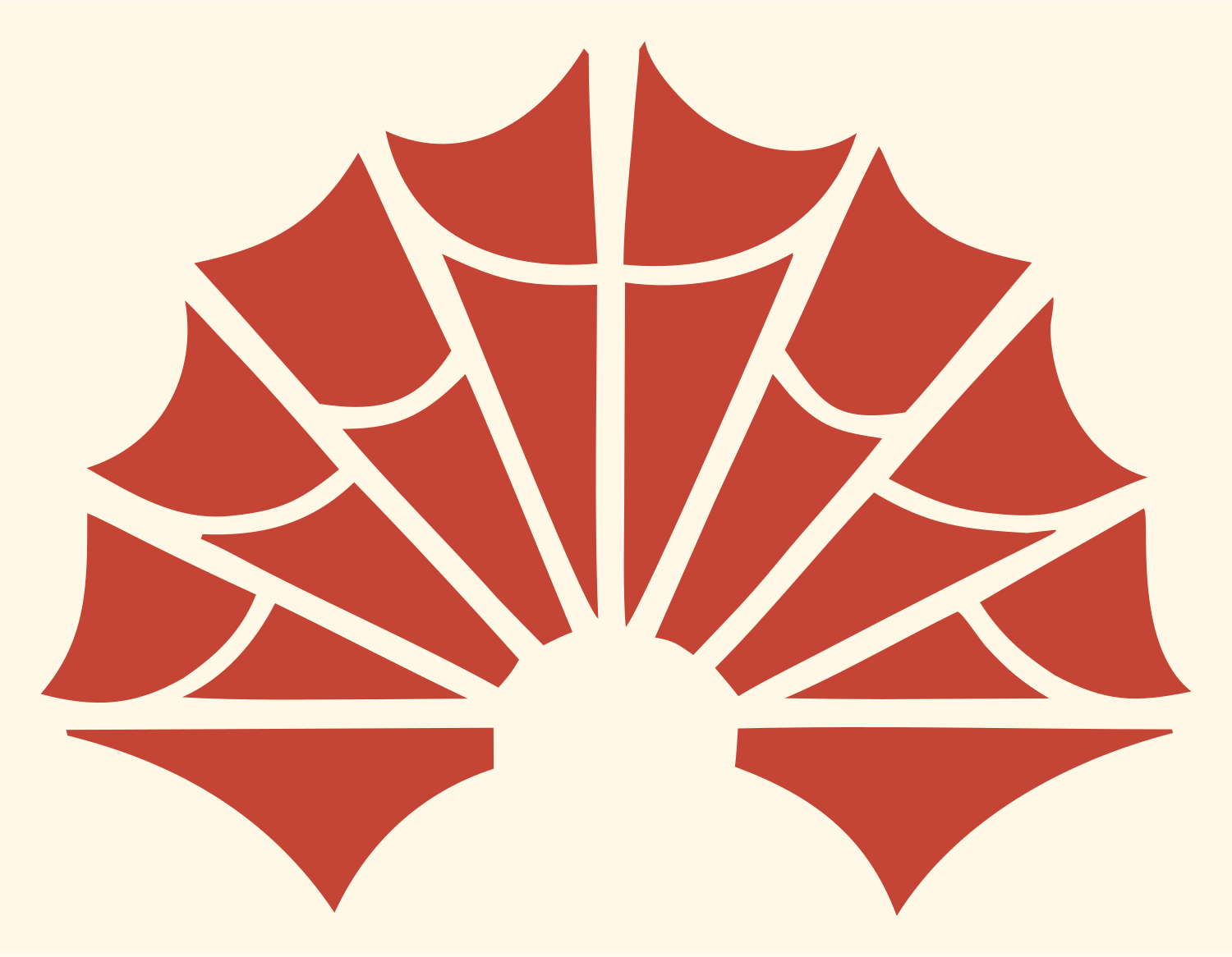 Radiating Fan-Panel Maple Leaf Badge #fff8e7/#c44536