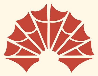 Radiating Fan-Panel Maple Leaf Badge #fff8e7/#c44536