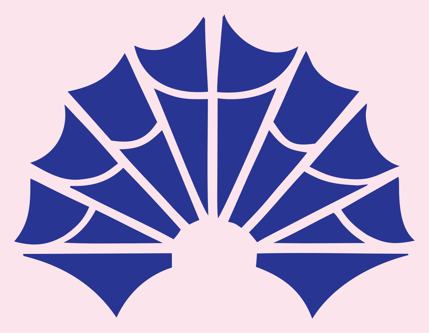 Radiating Fan-Panel Maple Leaf Badge #fce4ec/#283593