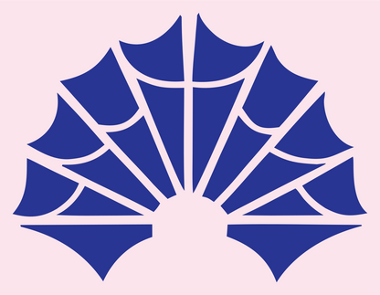 Radiating Fan-Panel Maple Leaf Badge #fce4ec/#283593