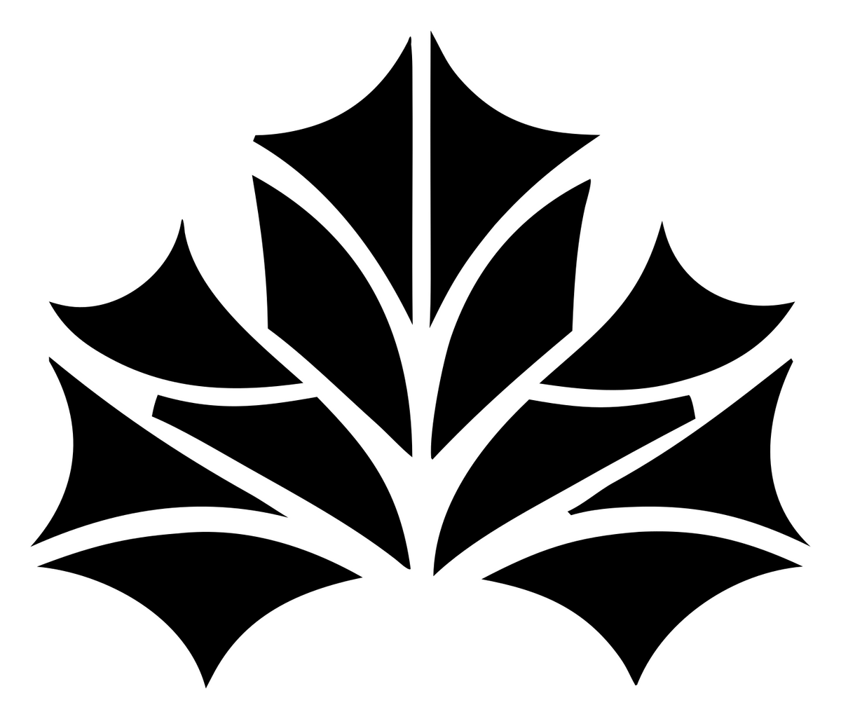 Branching Vein Sectioned Maple Leaf Emblem #ffffff/#000000