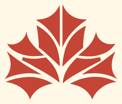 Branching Vein Sectioned Maple Leaf Emblem #fff8e7/#c44536