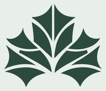 Branching Vein Sectioned Maple Leaf Emblem #e8efe9/#2d4a3e