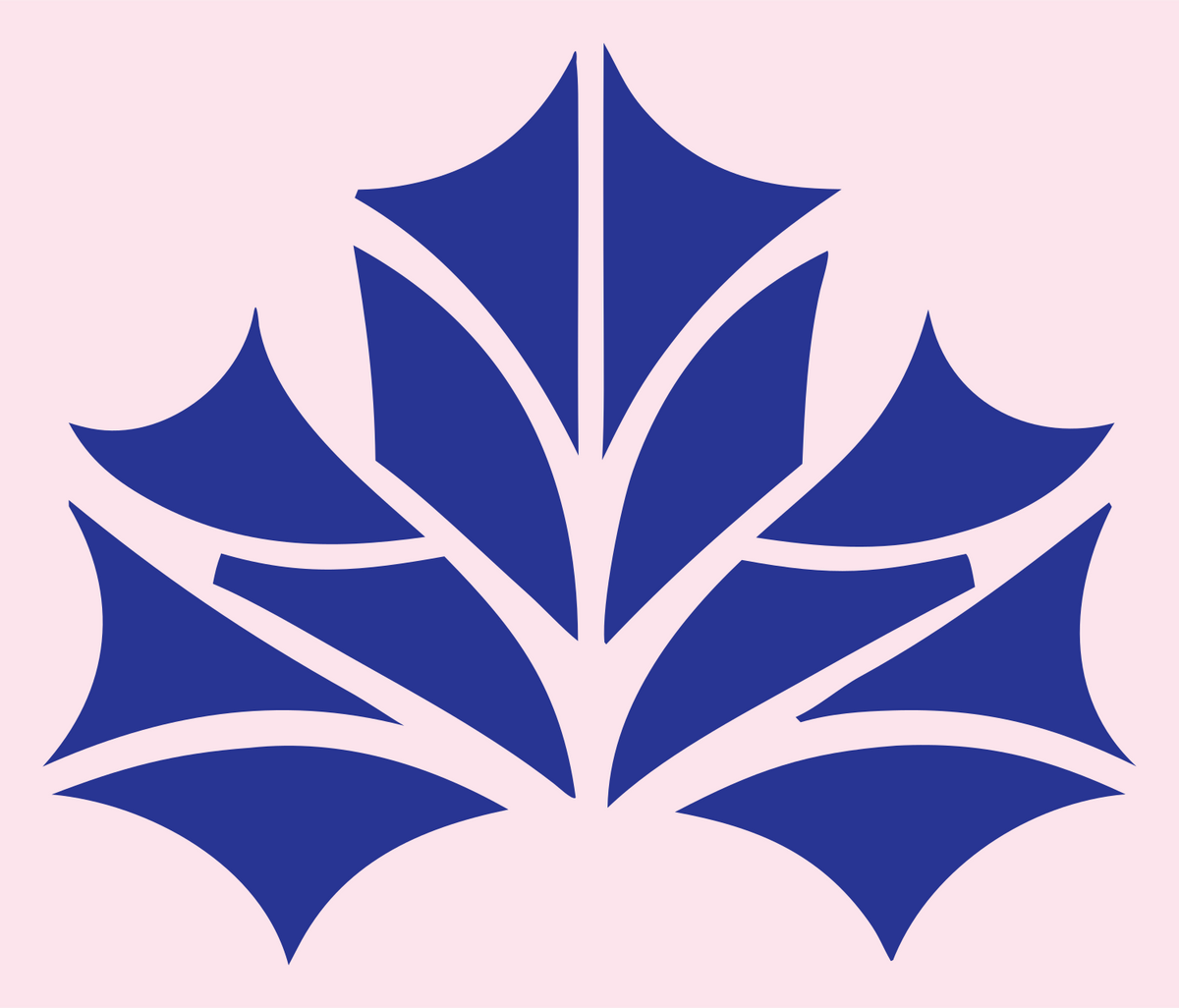 Branching Vein Sectioned Maple Leaf Emblem #fce4ec/#283593