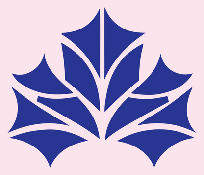 Branching Vein Sectioned Maple Leaf Emblem #fce4ec/#283593