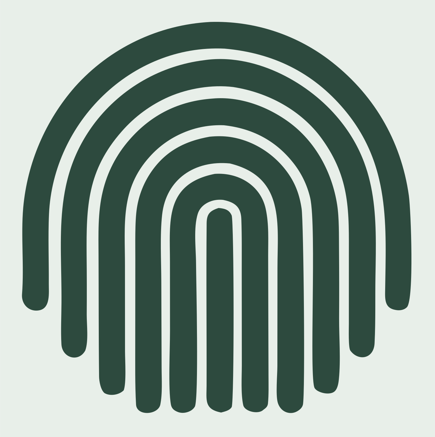 Swiss Concentric Arch Rainbow Stripe Mark #e8efe9/#2d4a3e