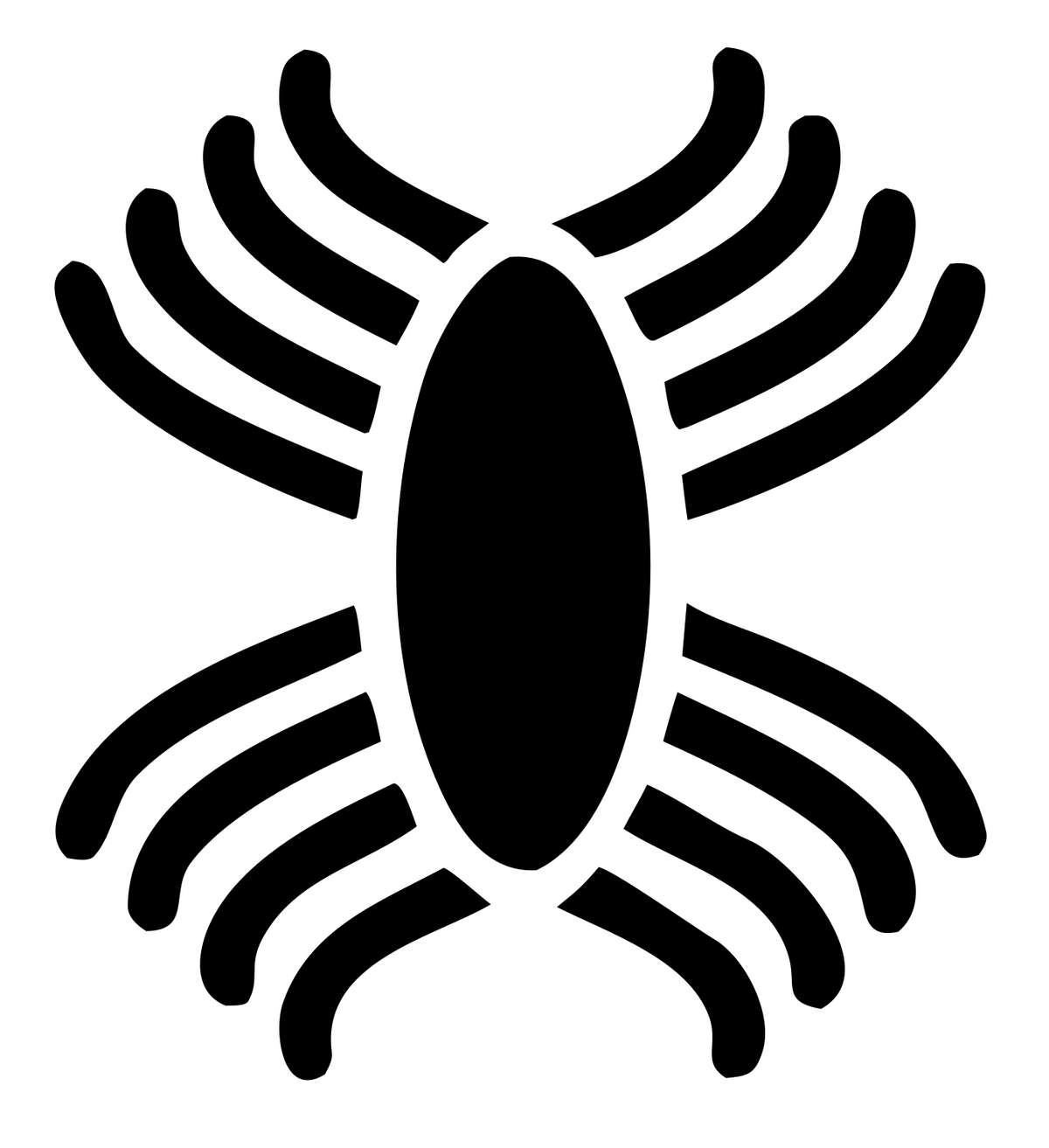Bold Ribbed Oval Body Insect Crest #ffffff/#000000