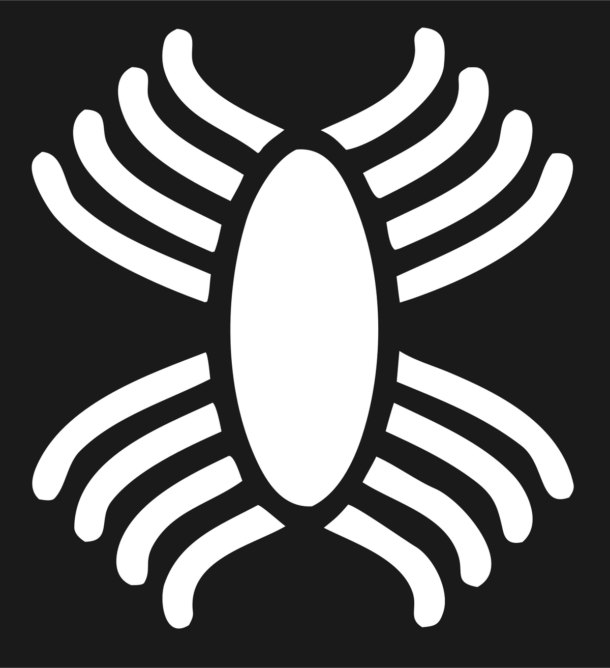 Bold Ribbed Oval Body Insect Crest #1a1a1a/#ffffff