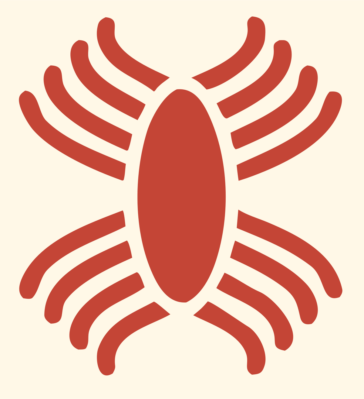 Bold Ribbed Oval Body Insect Crest #fff8e7/#c44536
