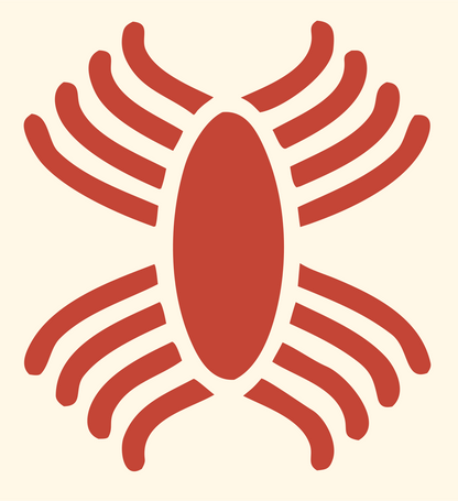 Bold Ribbed Oval Body Insect Crest #fff8e7/#c44536
