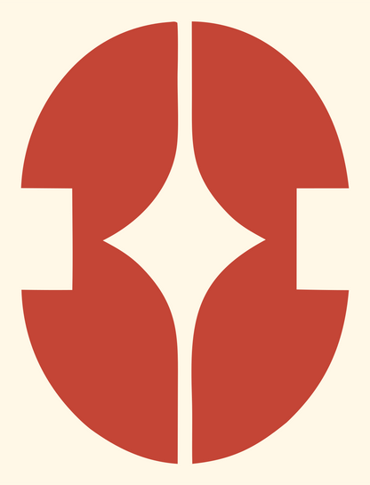 Swiss Split Oval Star Negative Space Mark #fff8e7/#c44536