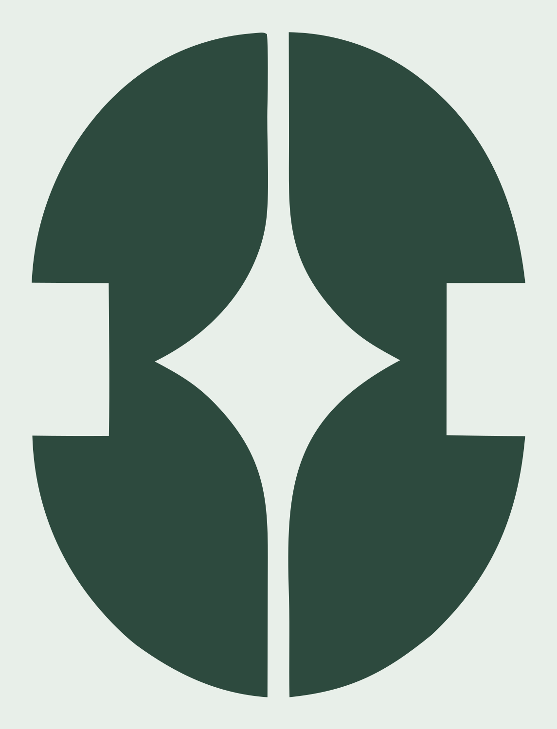 Swiss Split Oval Star Negative Space Mark #e8efe9/#2d4a3e