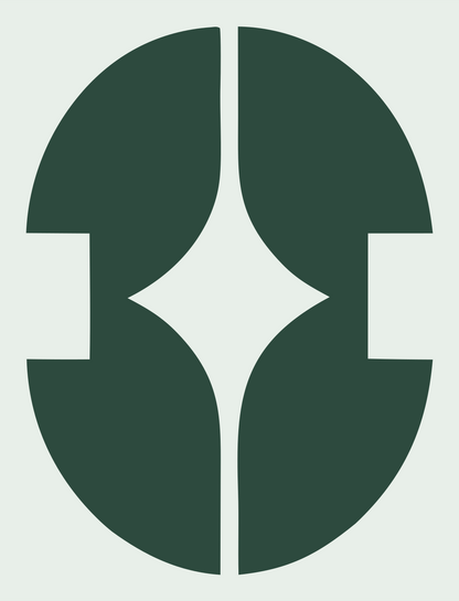 Swiss Split Oval Star Negative Space Mark #e8efe9/#2d4a3e