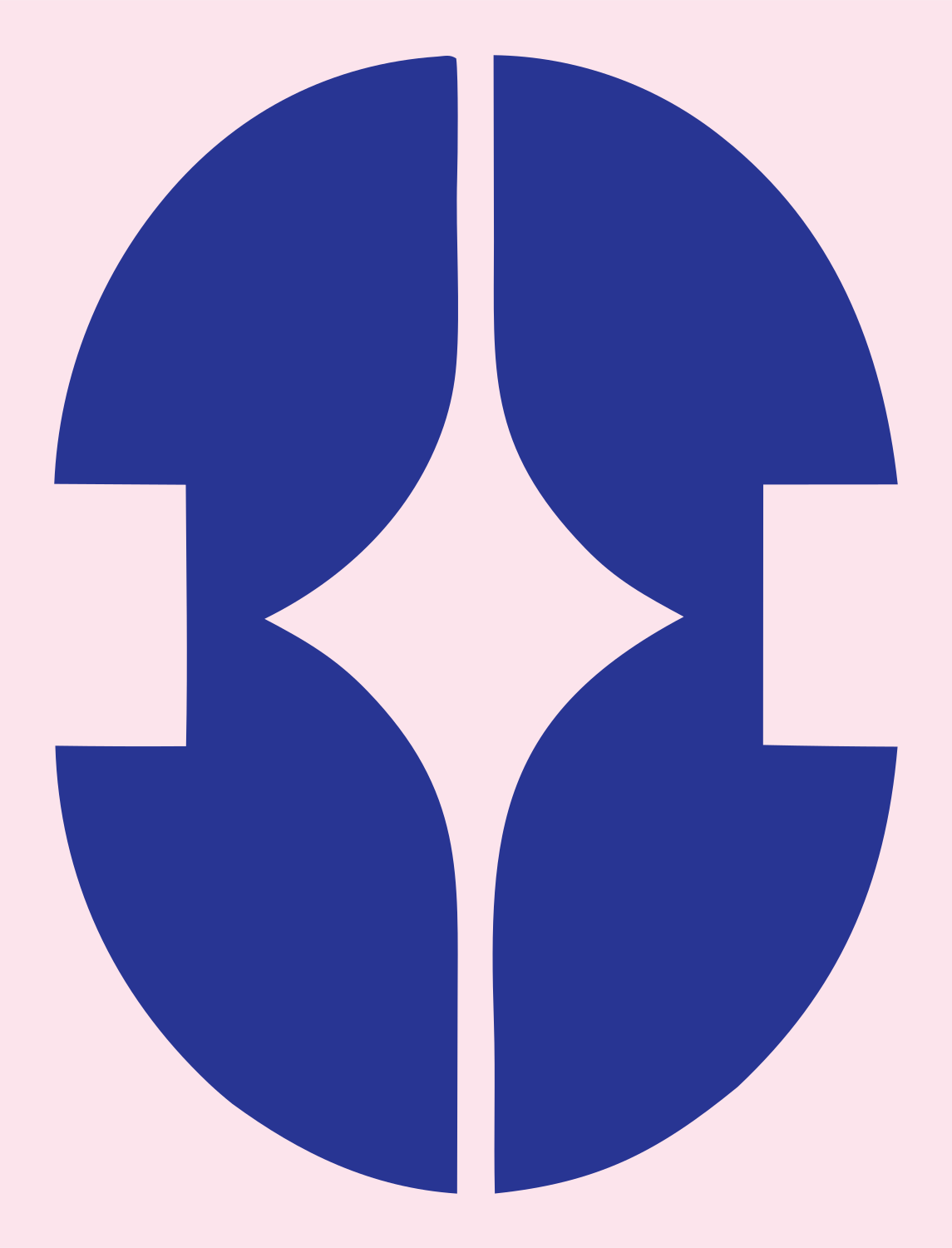 Swiss Split Oval Star Negative Space Mark #fce4ec/#283593