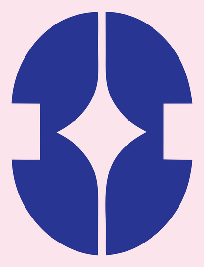 Swiss Split Oval Star Negative Space Mark #fce4ec/#283593